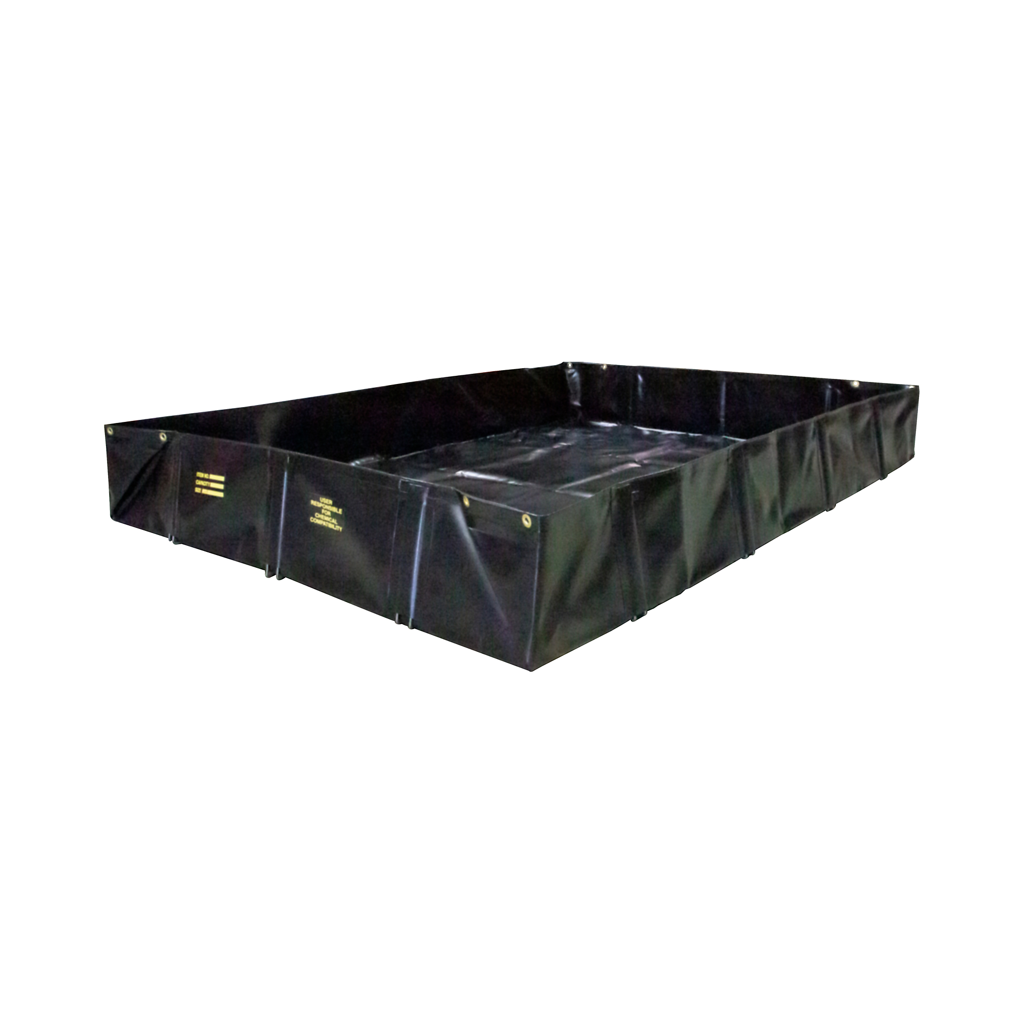 Justrite Spill Berm with Angle Brackets — 6ft. x 8ft. x 12in., 358 Gallon Capacity, QuickBerm, Black, Model# 28069